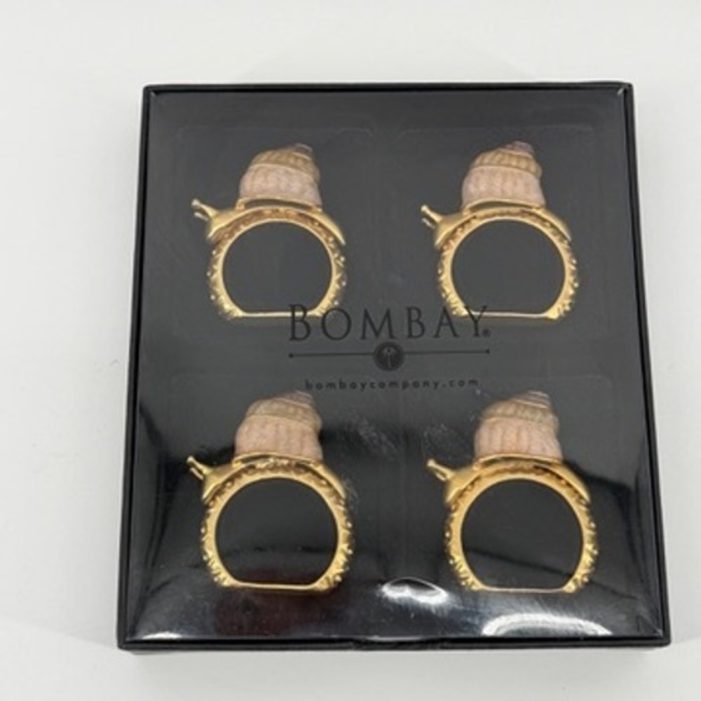 Bombay Company Gold Tone Metal Enamel Snail‎ Napkin Rings Set of 12 Table Decor - Picture 4 of 8
